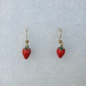 18K Gold Plated Strawberry Charm Earrings
